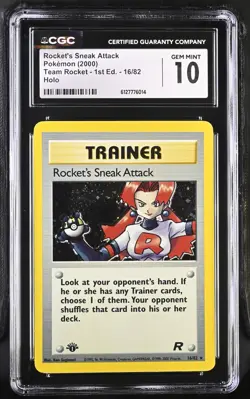 Pokemon Rocket's Sneak Attack Team Rocket 1st Edition Holo Rare #16 CGC 10 - Image 1