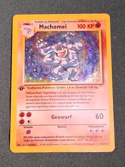 Pokemon Karte TCG Machomei 8/102 Basis Set Holo Vintage Rare GD Deutsch - Image 1
