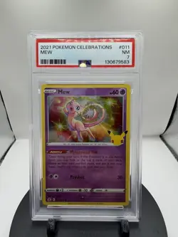 2021 Pokemon Celebrations Mew #011 PSA 7 NM Anniversary Holo - Image 1