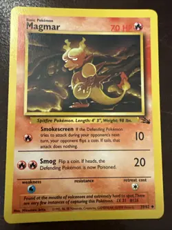 Pokemon TCG Magmar Fossil 39/62 Unlimited Regular Uncommon Card WOTC Played LP - Image 1