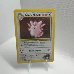 Pokemon TCG Erika's Clefable Gym Heroes Holo Rare Card 3/132 HP Condition - Image 1