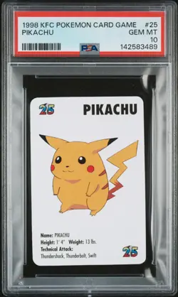 1998 KFC POKEMON CARD GAME #25 PIKACHU PSA 10 - Image 1