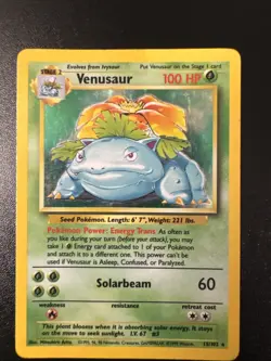 Pokemon TCG Venasaur Holo Rare Card 15/102 Base Set - Image 1