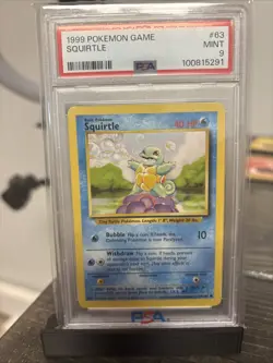 Pokemon TCG Squirtle Base Set Unlimited Common Card 63/102 PSA 9 Mint - Image 1