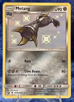 Metang SV31/SV94 Hidden Fates: Shiny Vault Shiny Holo Rare Pokemon Card - Image 1