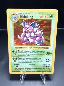 Pokemon Nidoking TCG Base Set Holo Shadowless Rare Card 11/102 - Image 1