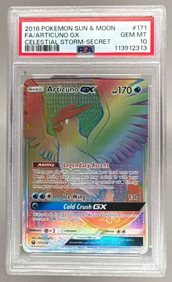 2018 Pokemon Sun & Moon Celestial Storm 171 Articuno GX PSA 10 113912313 - Image 1