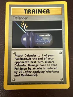 Defender 80/102 Uncommon Trainer Base Set Unlimited Pokemon TCG LP 1999 - Image 1