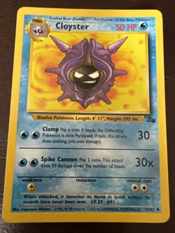 Pokemon TCG Cloyster Fossil Unlimited Uncommon Card 32/62 LP - Image 1