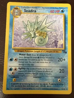 Pokemon TCG Seadra Fossil 42/62 Regular Unlimited Uncommon LP - Image 1