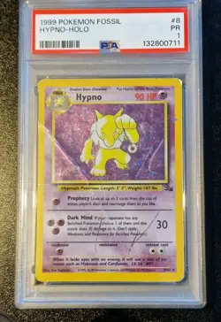 Pokemon Fossil Hypno Holo PSA 1, 8/62, Pokemon TCG, pop 20 - Image 1