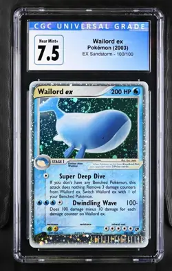 🌀Swirl🌀2003 POKEMON EX SANDSTORM WAILORD EX ULTRA RARE HOLO #100 CGC 7.5 - Image 1