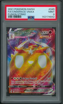 Pokemon SWSH Fusion Strike Cinderace VMAX Full Art 045/264 PSA 9 - Image 1