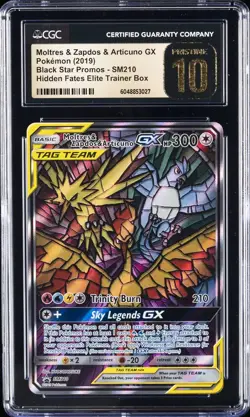 CGC 10 Pristine Moltres & Zapdos & Articuno GX SM210 Hidden Fates Promo Pokemon - Image 1