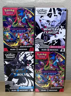 Pokemon Booster Bundle Lot Phantasmal Flames x2, Black Bolt, White Flare - Image 1