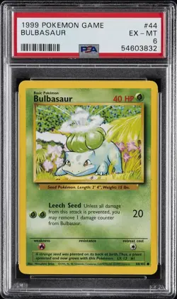 1999 POKEMON BASE SET UNLIMITED #44 BULBASAUR PSA 6 EX-MT - Image 1