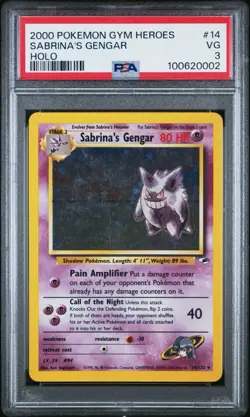 PSA 3 Sabrina's Gengar 14/132 Gym Heroes Holo Pokemon Slab - Image 1