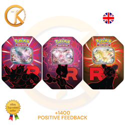 Pokemon Tin Destined Rivals Team Rocket Bundle 3 Mewtwo Ex Nidoking Ex Persian - Image 1