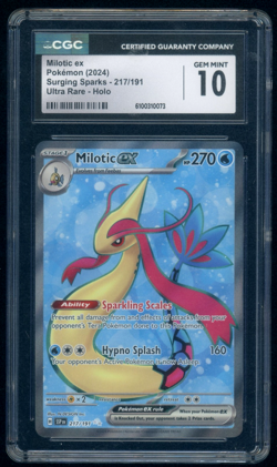 2024 Pokemon Milotic EX Surging Sparks 217/191 Ultra Rare Holo CGC 10 Gem Mint - Image 1