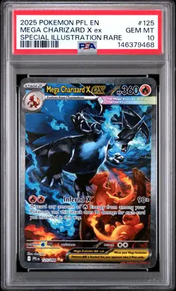 2025 POKEMON PFL EN-PHANTASMAL FLAMES #125 MEGA CHARIZARD X EX PSA 10 - Image 1