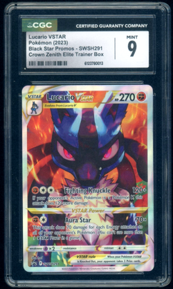 2023 Pokemon Lucario VStar Crown Zenith Elite SWSH291 Black Star CGC 9 Mint - Image 1