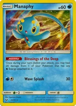 x1 Manaphy - 25/73 - Holo Rare Pokemon Shining Legends M/NM - Image 1