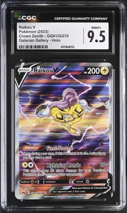 2023 POKEMON CROWN ZENITH GALARIAN GALLERY - HOLO #GG41/GG70 RAIKOU V CGC 9.5 - Image 1