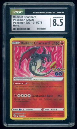 2022 Pokemon Radiant Charizard Pokemon GO 011/078 Holo CGC 8.5 NM/MT + - Image 1