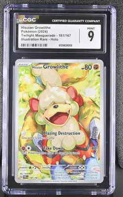 Pokemon TCG Hisuian Growlithe 181/167 Twilight Masquerade IR CGC 9 Gem Mint - Image 1