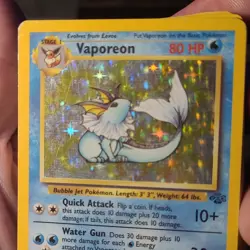 Pokemon TCG Vaporeon Jungle Holo Rare 12/64 1999 80HP English Vintage Wizards - Image 2