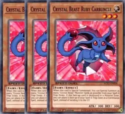 Yugioh - Crystal Beast Ruby Carbuncle x 3 - 1st Edition NM - Free Holo Card - Image 1