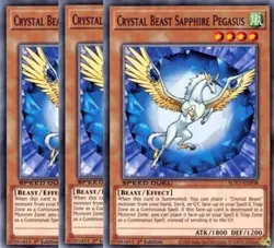 Yugioh - Crystal Beast Sapphire Pegasus x 3 - 1st Edition LP - Free Holo Card - Image 1