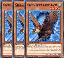 Yugioh - Crystal Beast Cobalt Eagle x 3 - 1st Edition NM - Free Holo Card - Image 1