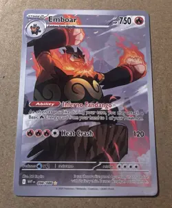 Pokemon Emboar Sv: White Flare Illustration Rare Holo 098/086 Stage 2 TCG Card - Image 1