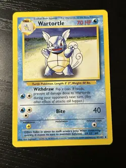 Pokemon TCG Wartortle Base Set, Unlimited Uncommon Card 42/102 - Image 1