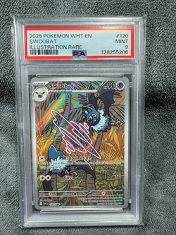 2025 POKEMON WHT EN-WHITE FLARE ILLUSTRATION RARE #120 SWOOBAT PSA 9 - Image 1