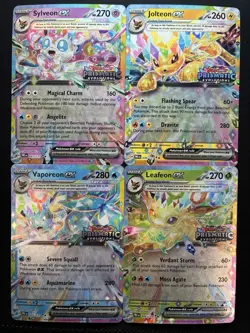 Pokemon: Jolteon, Vaporeon, Leafeon & Sylveon ex (Prismatic Stamped) Lot - Image 1