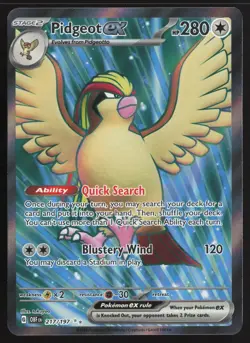 Pidgeot ex 217/197 Ultra Rare Obsidian Flames Pokemon Near Mint - Image 1