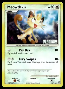 Meowth Legends Awakened Common 106/146 2008 Pokemon TCG - Image 1
