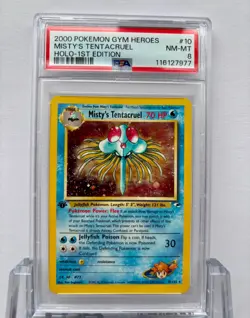 FRESH Pokemon Misty's Tentacruel 010/132 Gym Heroes Holo 1st Edition PSA 8 NM/MT - Image 1