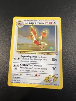 Lt. Surge’s Fearow 7/132 Gym Heroes Unlimited 2000 Pokemon Card Holo Rare NM - Image 1