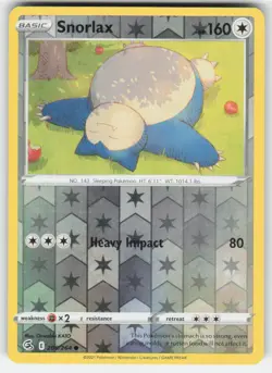 Pokemon TCG Reverse Holo Fusion Strike Snorlax #206/264 - Image 1