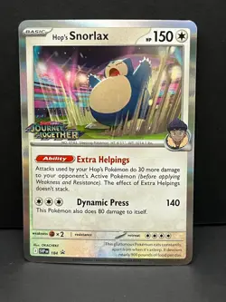 Hop's Snorlax (Prerelease) 184 Holo Promo Scarlet & Violet Promo Pokemon NM - Image 1