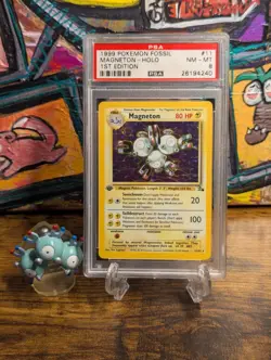 Pokemon WOTC 1999 🧲 Magneton 11/62 Fossil 1st Edition Holo Rare ⚡ PSA 8 NM MT ⚡ - Image 1