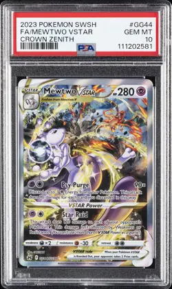 2023 POKEMON SWORD & SHIELD CROWN ZENITH #GG44 FULL ART/MEWTWO VSTAR PSA 10 - Image 1