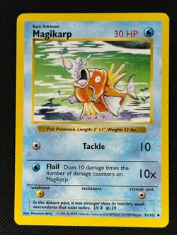 Magikarp 35/102 Uncommon Base Set Shadowless Pokemon Lightly Played - Image 1