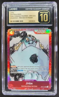 2023 ONE PIECE JINBE FILM RED ALTERNATE ART OP01-014 CGC 10 PRISTINE A PT - Image 1