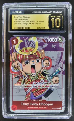 2022 ONE PIECE TONY TONY CHOPPER MANGA ALT ART ST01-006 CGC 10 PRISTINE A PT - Image 1