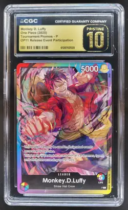 2025 ONE PIECE MONKEY D. LUFFY OP11 TOURNAMENT PROMO CGC 10 PRISTINE RC7 - Image 1