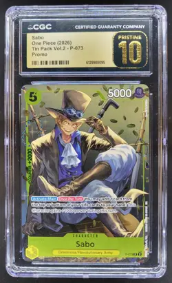 2026 ONE PIECE SABO TIN PACK PROMO P-073 CGC 10 PRISTINE A PT - Image 1